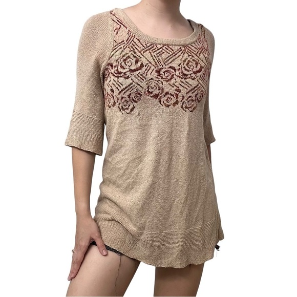 Free People Sweater Top Blouse Knit Wool Brown Boho Fall Fairy Grunge Size Small - Picture 8 of 8